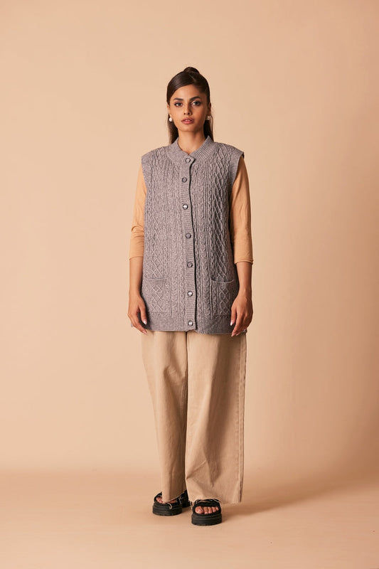 Picture of Ellena - Round Neck Cardigan Sweater - Available at Raja Sahib