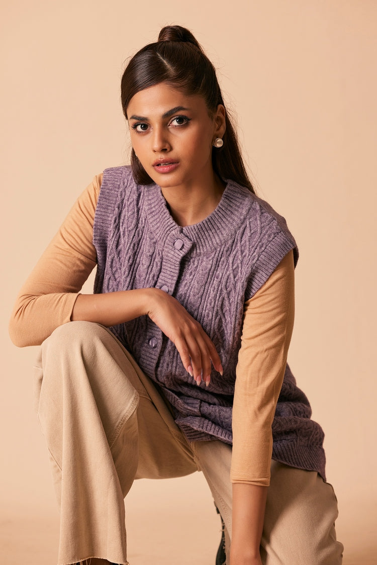 Picture of Ellena - Round Neck Cardigan Sweater - Available at Raja Sahib