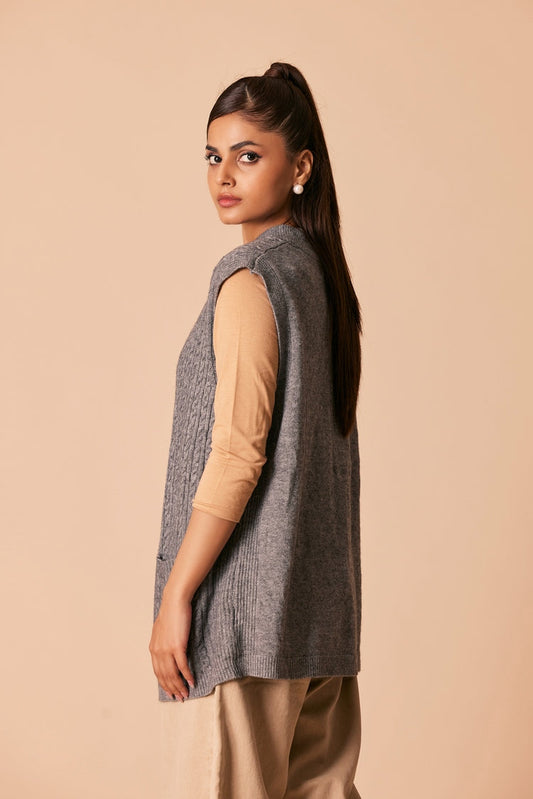Picture of Ellena - Round Neck Cardigan Sweater - Available at Raja Sahib