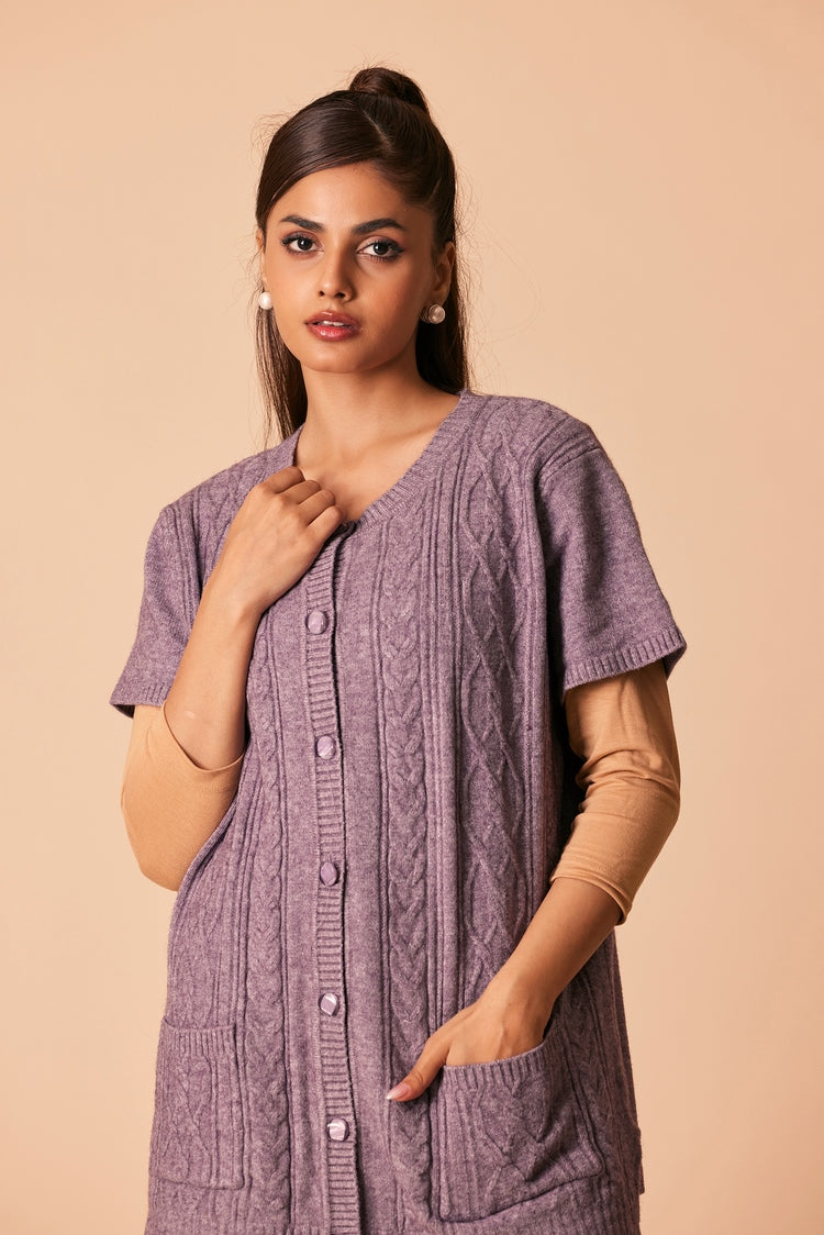 Picture of Ellena - Round Neck Cardigan Sweater - Available at Raja Sahib