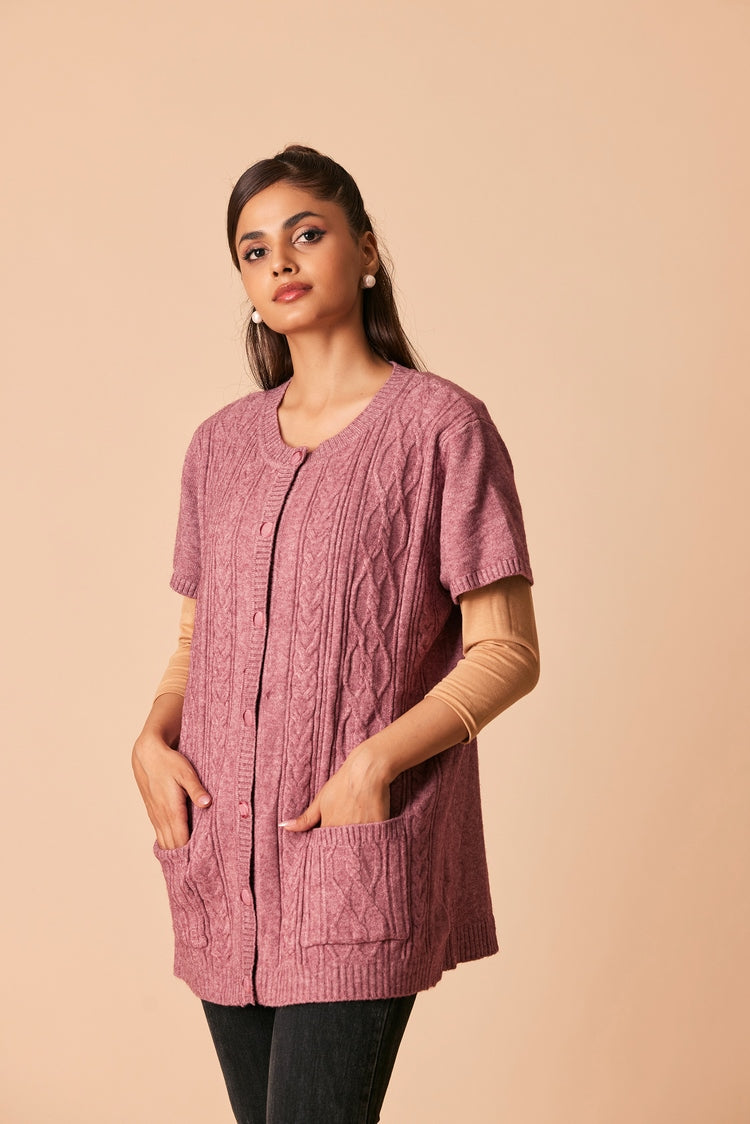 Picture of Ellena - Round Neck Cardigan Sweater - Available at Raja Sahib