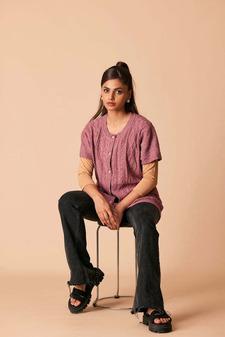 Picture of Ellena - Round Neck Cardigan Sweater - Available at Raja Sahib