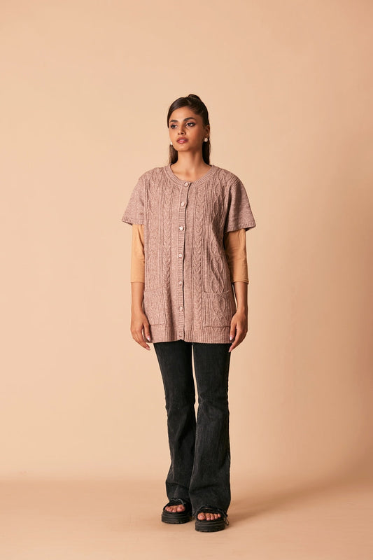 Picture of Ellena - Round Neck Cardigan Sweater - Available at Raja Sahib