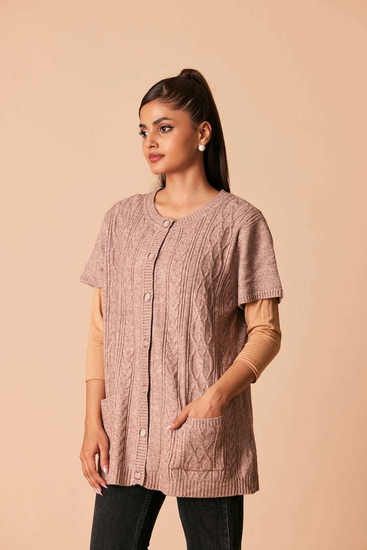 Picture of Ellena - Round Neck Cardigan Sweater - Available at Raja Sahib