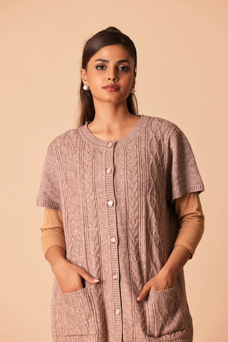 Picture of Ellena - Round Neck Cardigan Sweater - Available at Raja Sahib