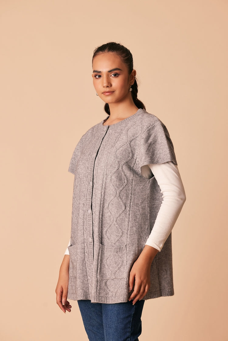 Picture of Ellena - Round Neck Cardigan Sweater - Available at Raja Sahib