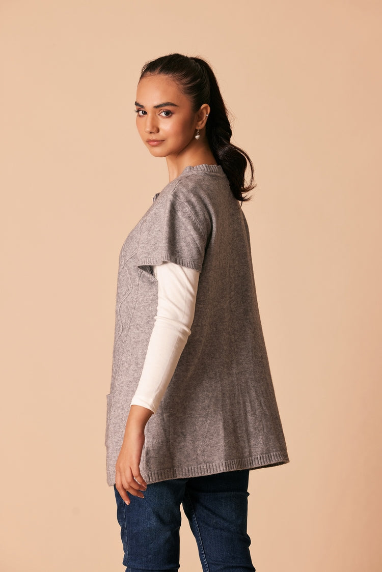Picture of Ellena - Round Neck Cardigan Sweater - Available at Raja Sahib