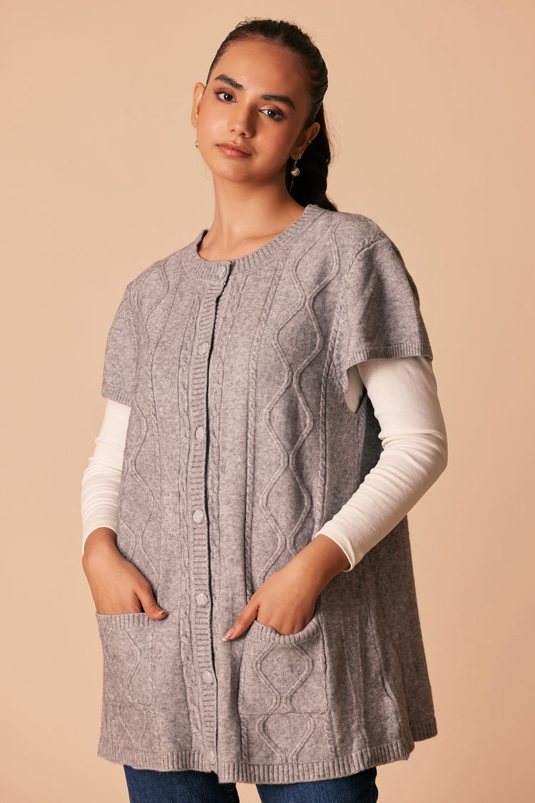Picture of Ellena - Round Neck Cardigan Sweater - Available at Raja Sahib
