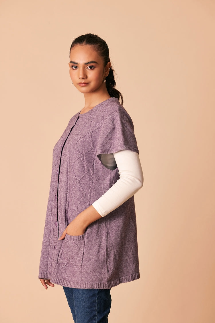 Picture of Ellena - Round Neck Cardigan Sweater - Available at Raja Sahib