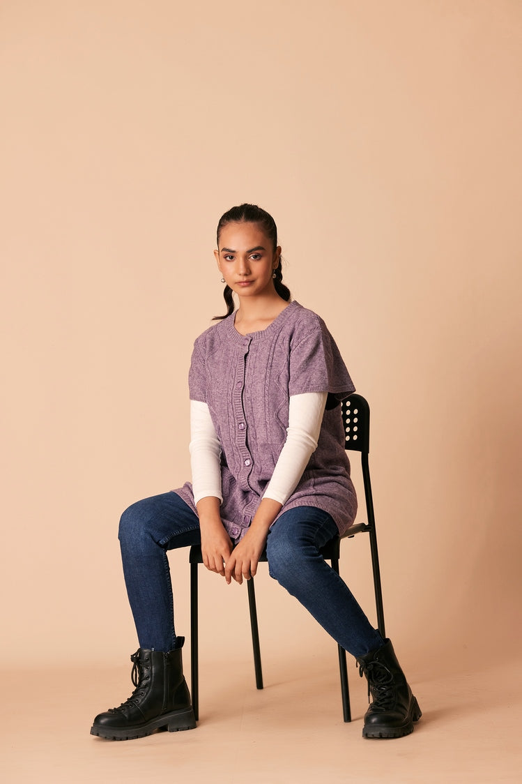 Picture of Ellena - Round Neck Cardigan Sweater - Available at Raja Sahib