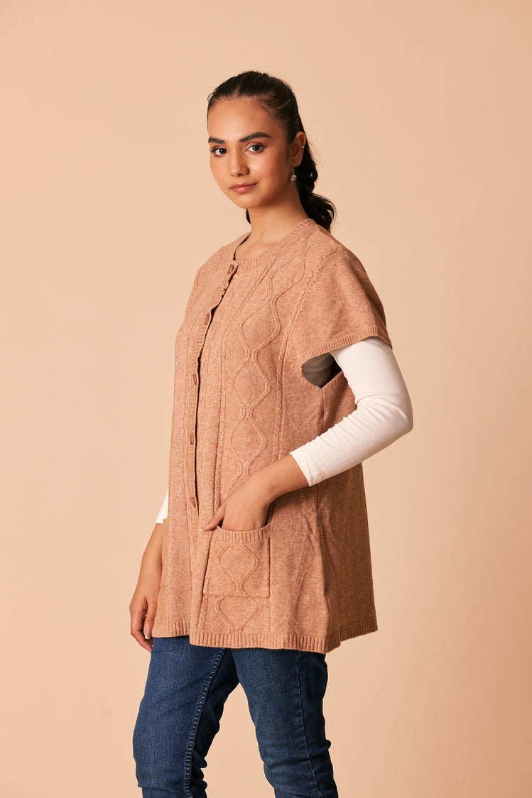 Picture of Ellena - Round Neck Cardigan Sweater - Available at Raja Sahib