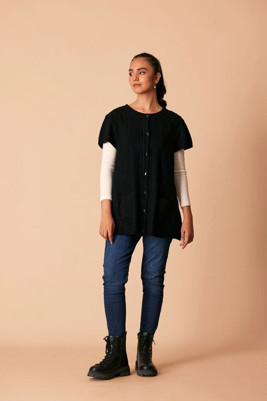 Picture of Ellena - Round Neck Cardigan Sweater - Available at Raja Sahib