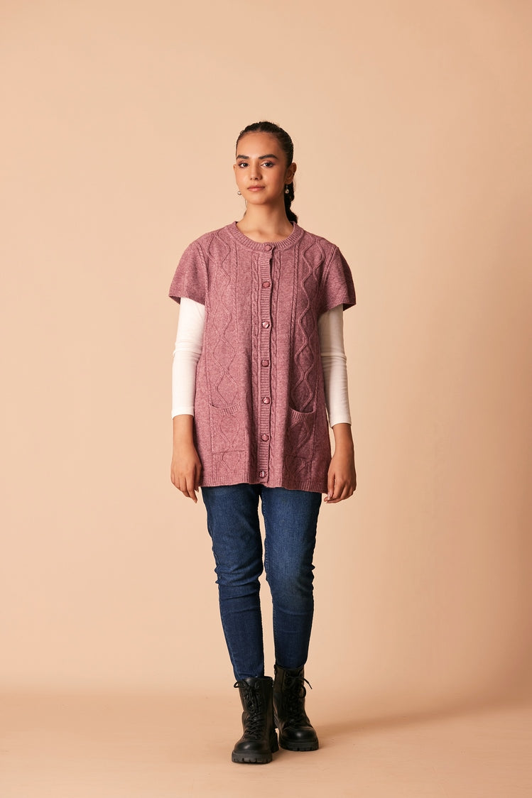 Picture of Ellena - Round Neck Cardigan Sweater - Available at Raja Sahib