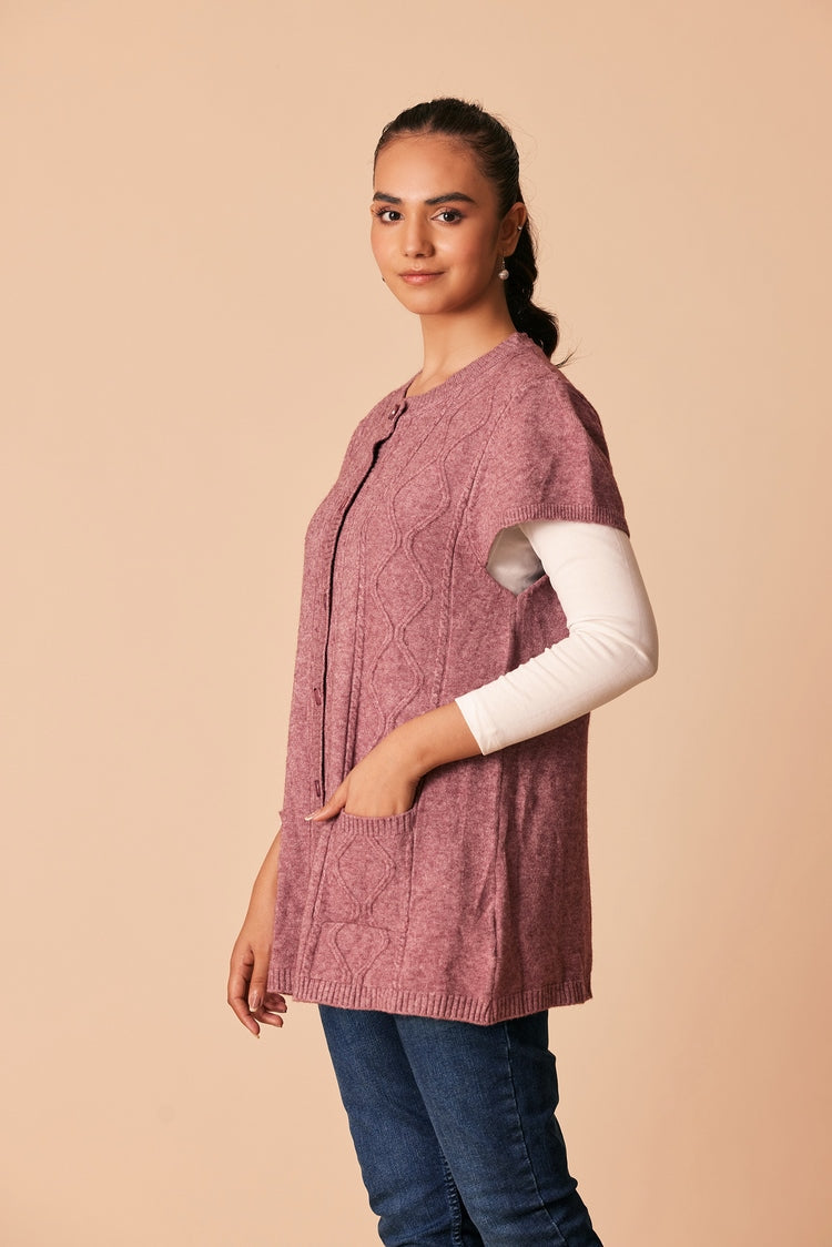 Picture of Ellena - Round Neck Cardigan Sweater - Available at Raja Sahib