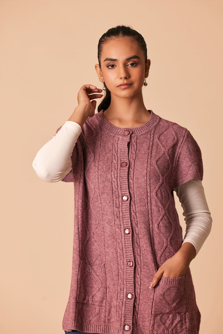 Picture of Ellena - Round Neck Cardigan Sweater - Available at Raja Sahib