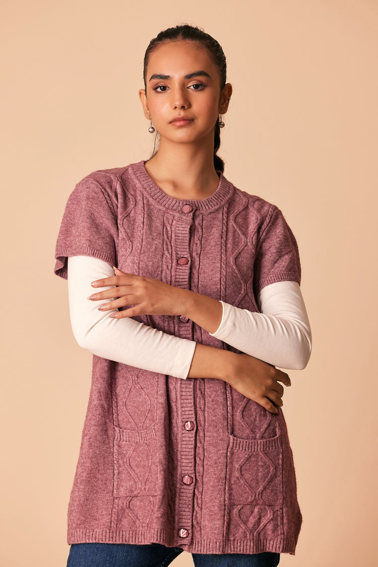 Picture of Ellena - Round Neck Cardigan Sweater - Available at Raja Sahib