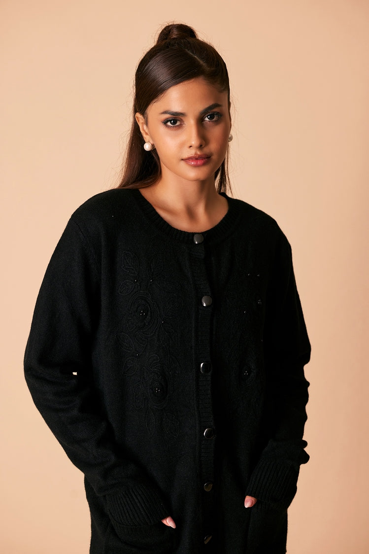 Picture of Ellena - Round Neck Cardigan Sweater - Available at Raja Sahib