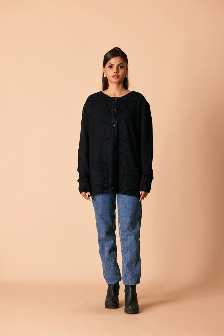 Picture of Ellena - Round Neck Cardigan Sweater - Available at Raja Sahib