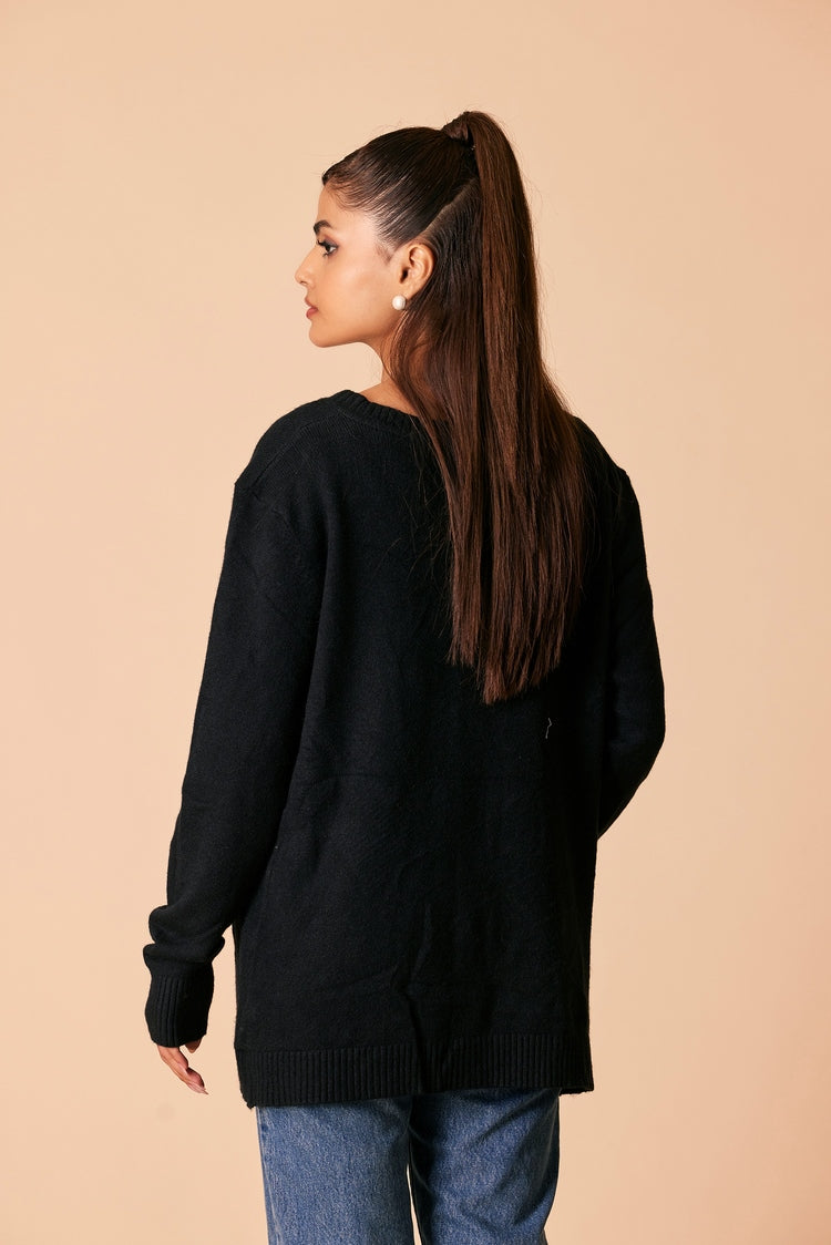 Picture of Ellena - Round Neck Cardigan Sweater - Available at Raja Sahib