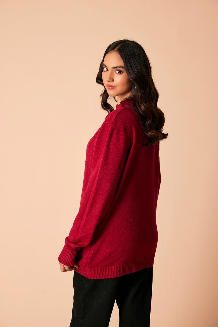 Picture of Ellena - Round Neck Pullover Sweater - Available at Raja Sahib