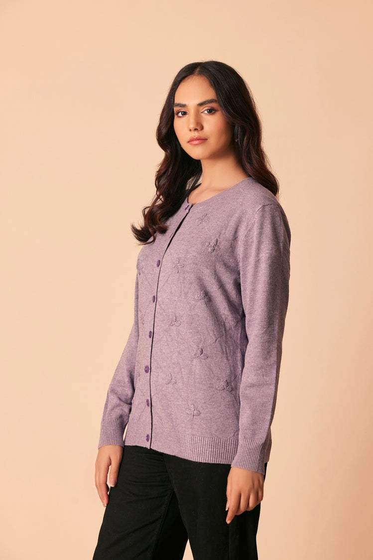 Picture of Ellena - Round Neck Cardigan Sweater - Available at Raja Sahib