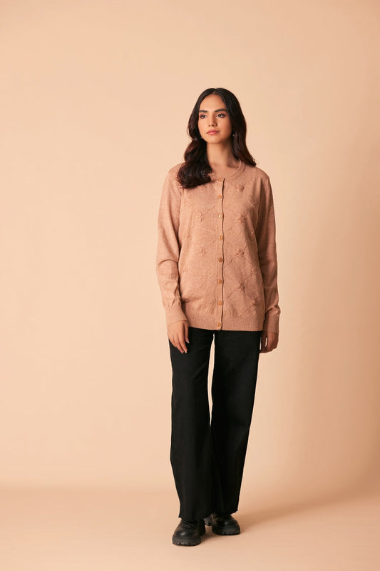 Picture of Ellena - Round Neck Cardigan Sweater - Available at Raja Sahib