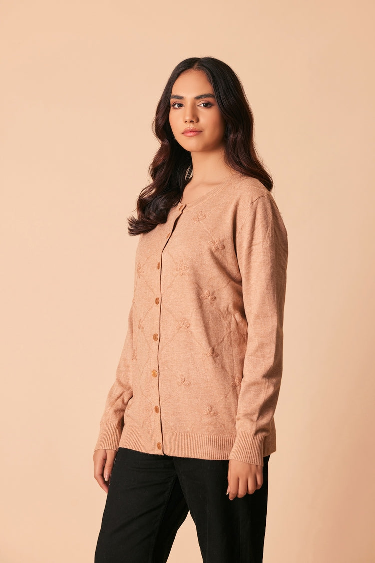 Picture of Ellena - Round Neck Cardigan Sweater - Available at Raja Sahib