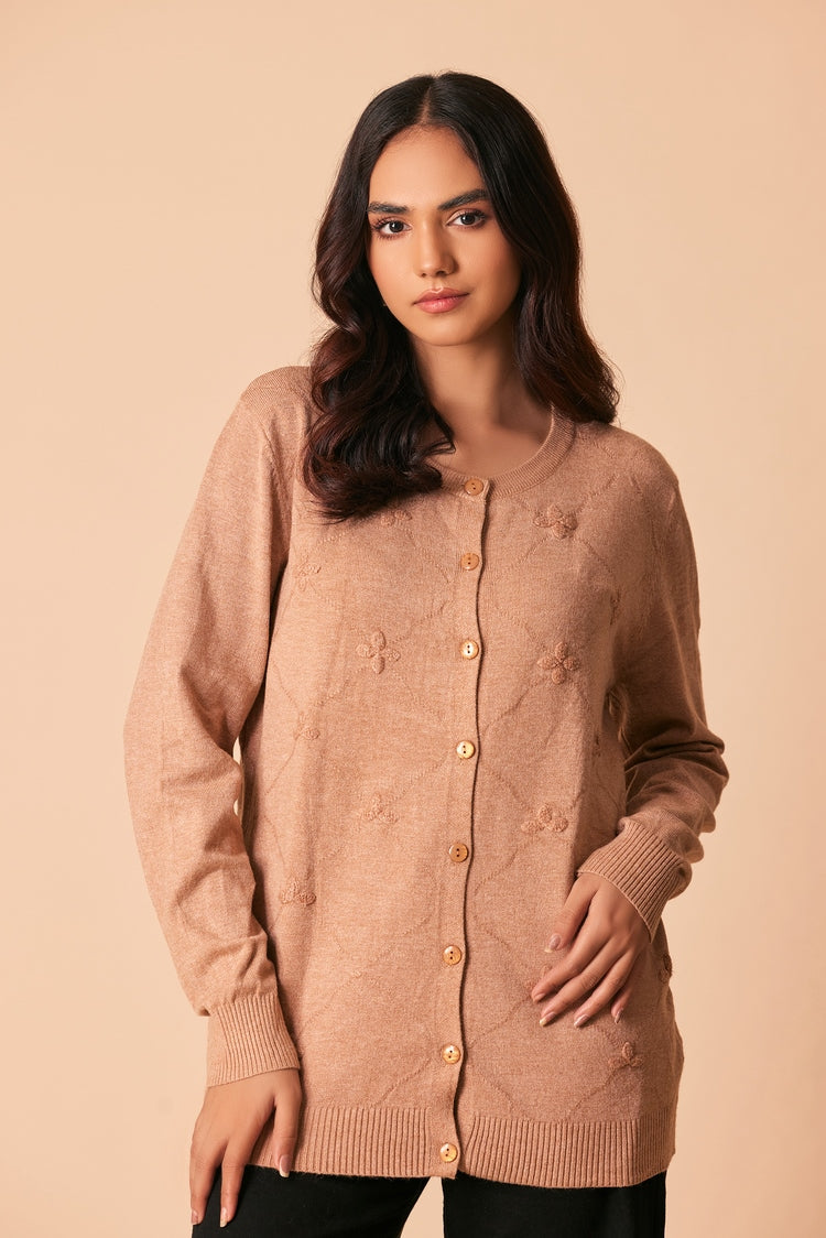 Picture of Ellena - Round Neck Cardigan Sweater - Available at Raja Sahib