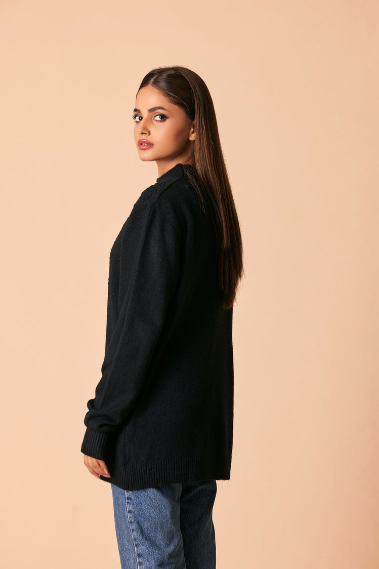 Picture of Ellena - Round Neck Cardigan Sweater - Available at Raja Sahib