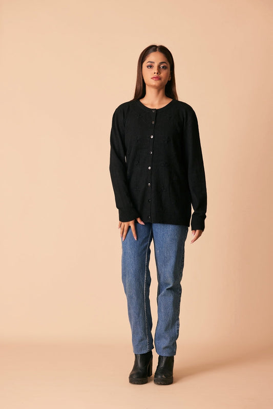 Picture of Ellena - Round Neck Cardigan Sweater - Available at Raja Sahib