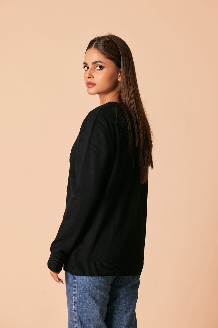 Picture of Ellena - Round Neck Cardigan Sweater - Available at Raja Sahib
