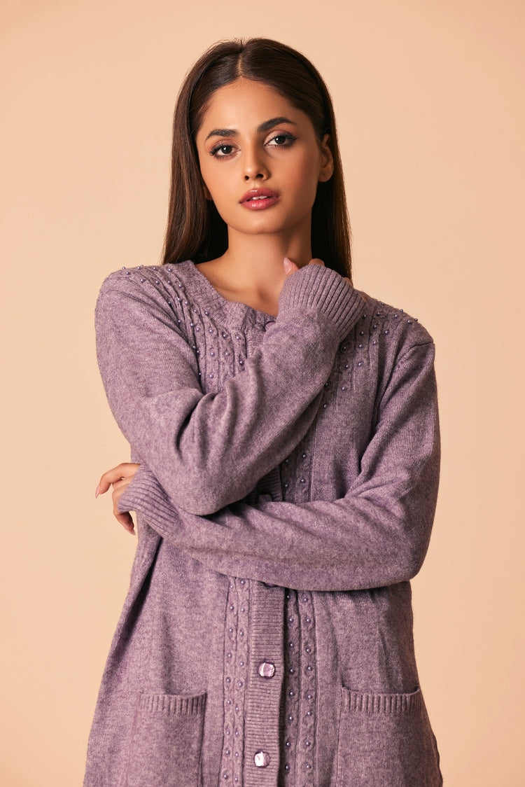 Picture of Ellena - Round Neck Cardigan Sweater - Available at Raja Sahib