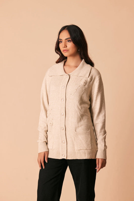 Picture of Ellena - V-Neck Cardigan Sweater - Available at Raja Sahib