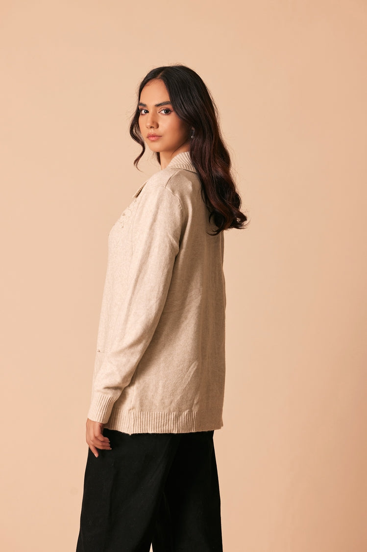 Picture of Ellena - V-Neck Cardigan Sweater - Available at Raja Sahib