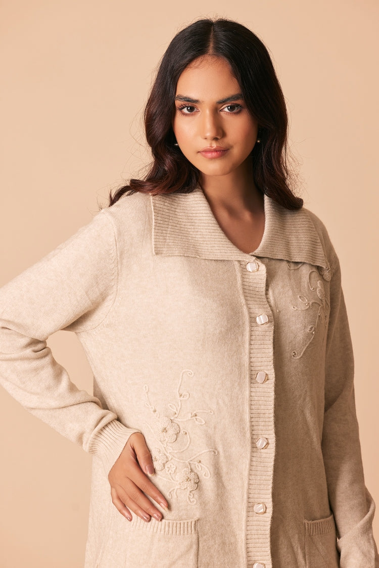 Picture of Ellena - V-Neck Cardigan Sweater - Available at Raja Sahib
