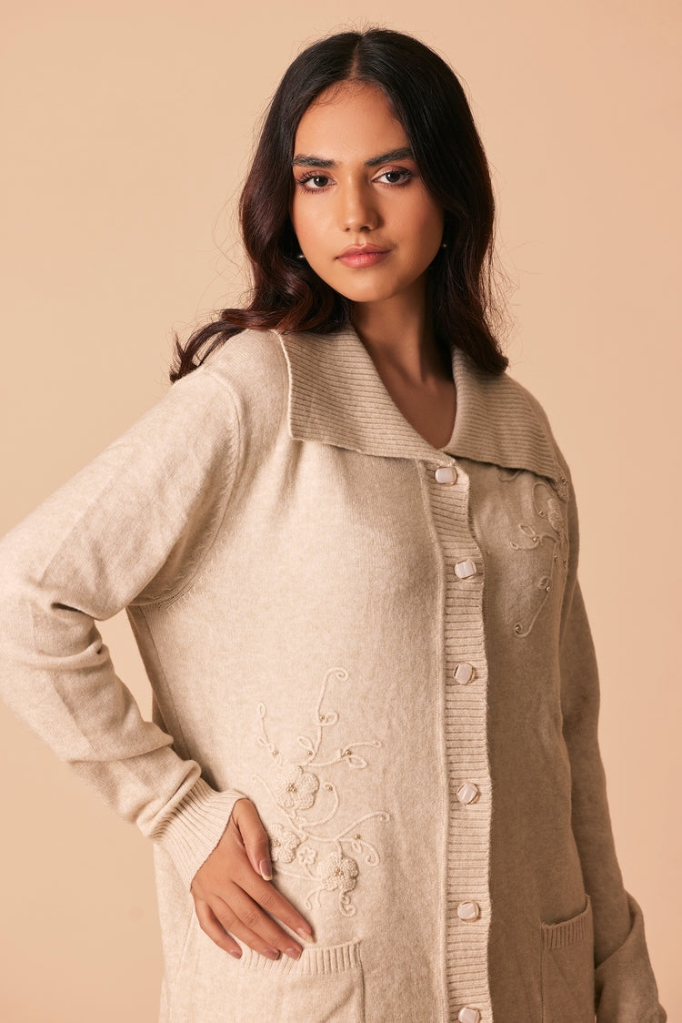Picture of Ellena - V-Neck Cardigan Sweater - Available at Raja Sahib