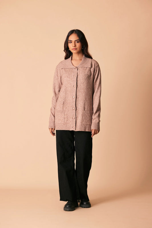 Picture of Ellena - V-Neck Cardigan Sweater - Available at Raja Sahib