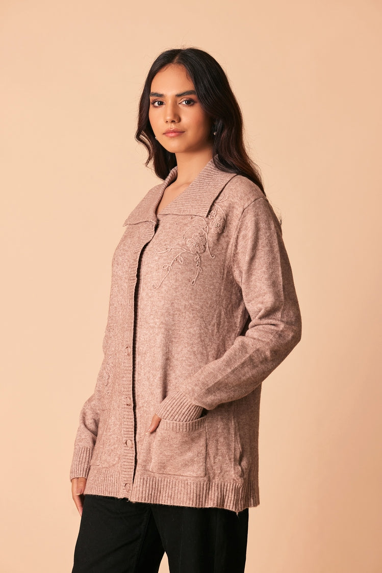 Picture of Ellena - V-Neck Cardigan Sweater - Available at Raja Sahib