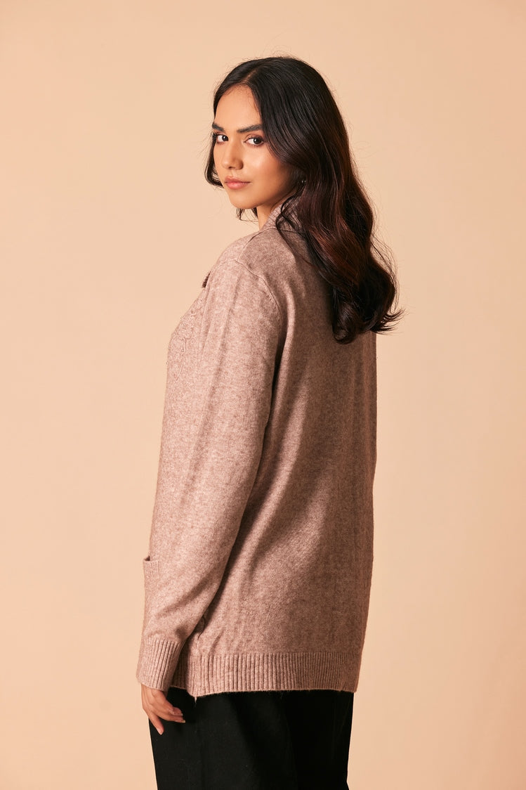 Picture of Ellena - V-Neck Cardigan Sweater - Available at Raja Sahib