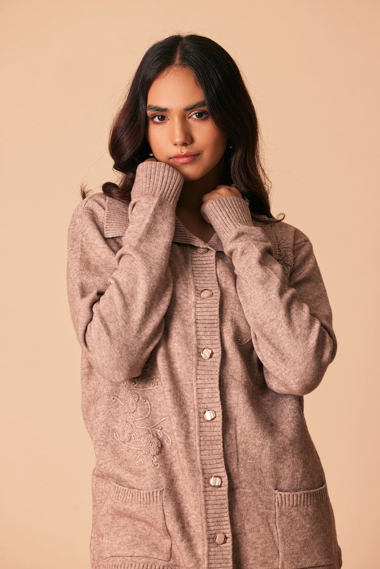 Picture of Ellena - V-Neck Cardigan Sweater - Available at Raja Sahib