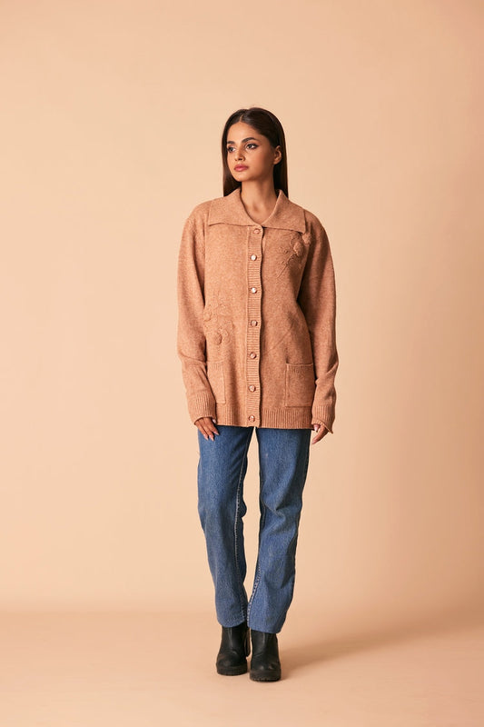 Picture of Ellena - V-Neck Cardigan Sweater - Available at Raja Sahib