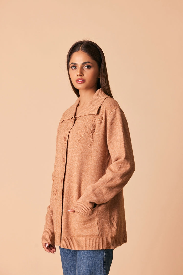 Picture of Ellena - V-Neck Cardigan Sweater - Available at Raja Sahib