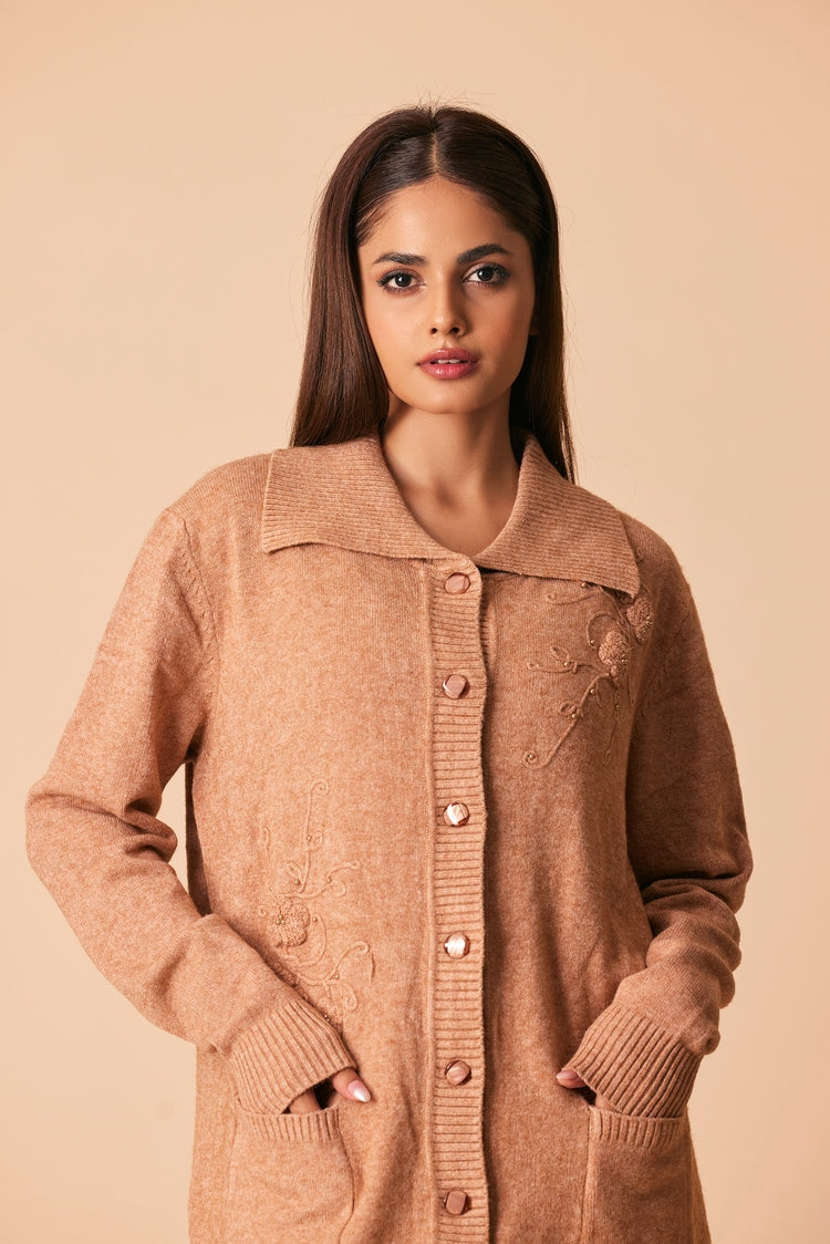 Picture of Ellena - V-Neck Cardigan Sweater - Available at Raja Sahib