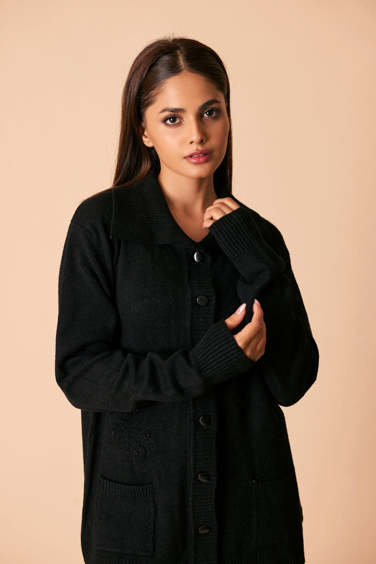Picture of Ellena - V-Neck Cardigan Sweater - Available at Raja Sahib