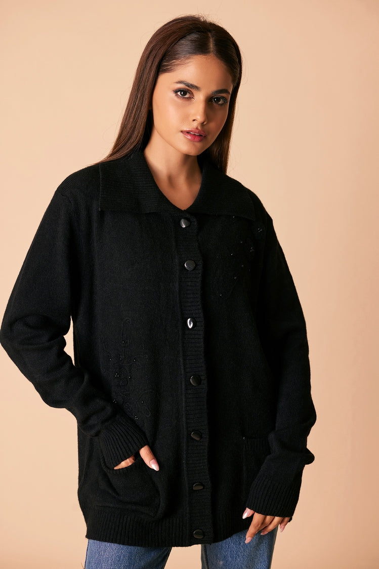 Picture of Ellena - V-Neck Cardigan Sweater - Available at Raja Sahib