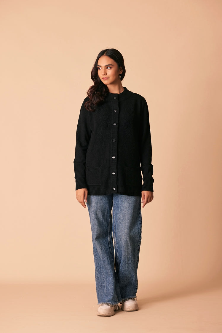 Picture of Ellena - Round Neck Cardigan Sweater - Available at Raja Sahib