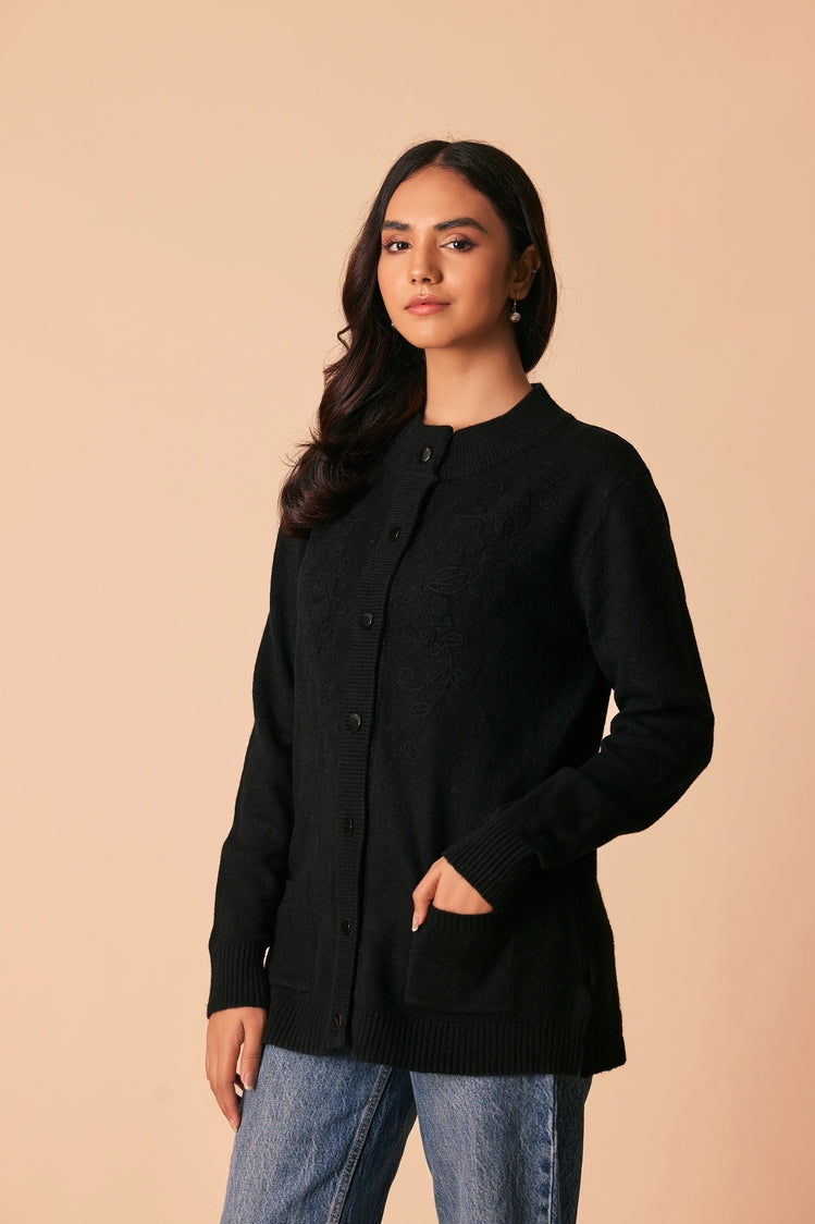 Picture of Ellena - Round Neck Cardigan Sweater - Available at Raja Sahib