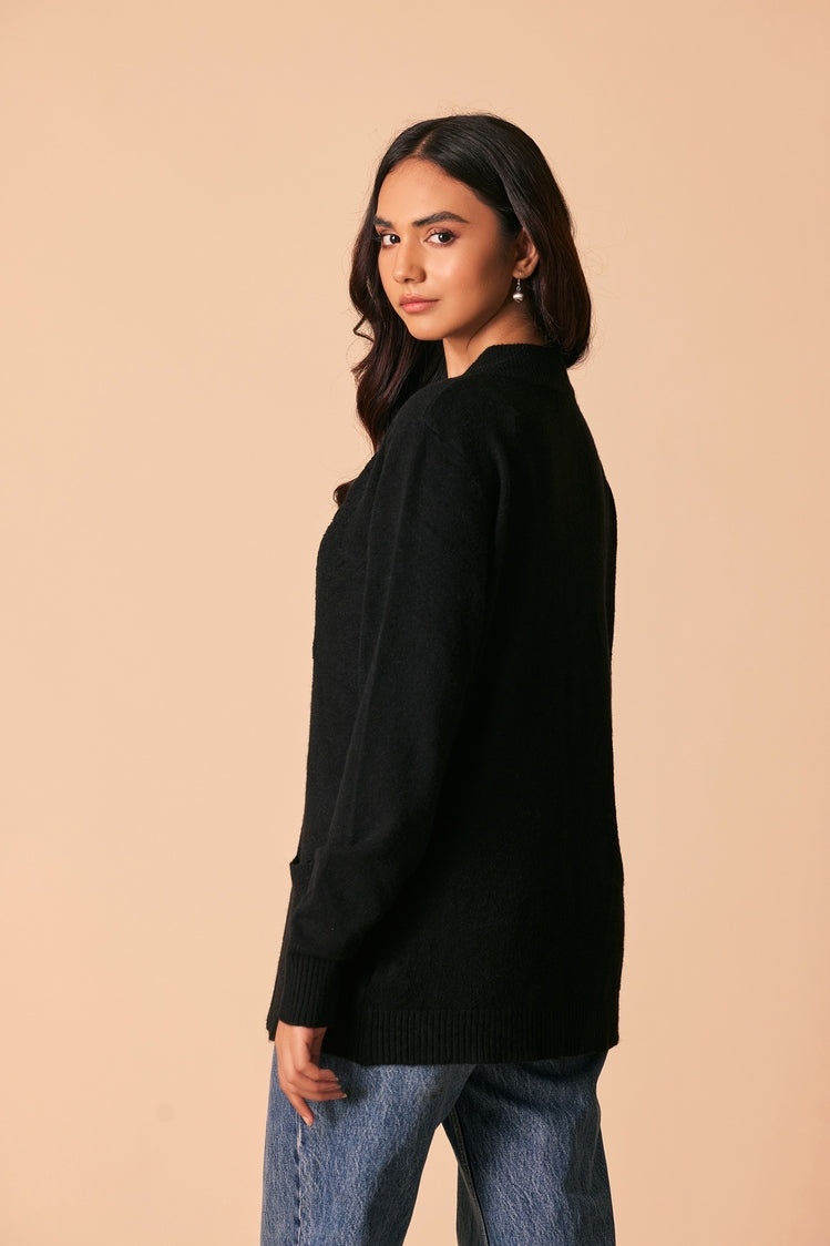 Picture of Ellena - Round Neck Cardigan Sweater - Available at Raja Sahib