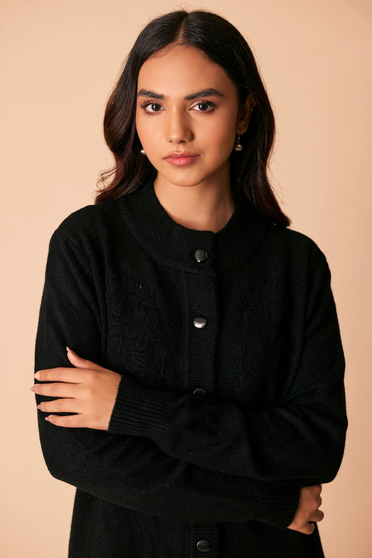Picture of Ellena - Round Neck Cardigan Sweater - Available at Raja Sahib