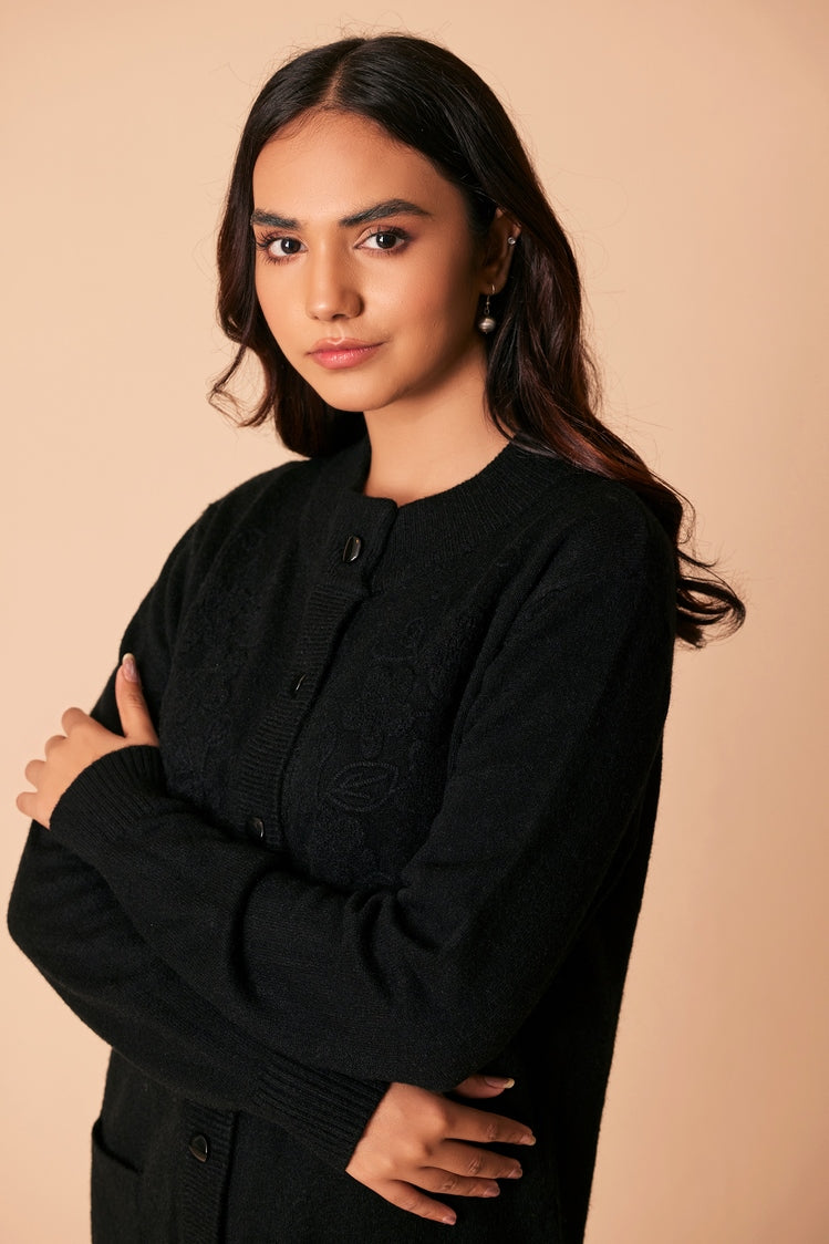Picture of Ellena - Round Neck Cardigan Sweater - Available at Raja Sahib